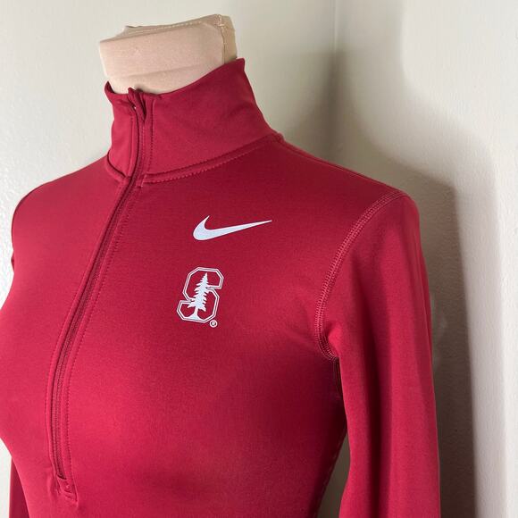 Nike Stanford Cardinal 1/4 Zip Pullover Jacket Medium Womens Red Football NCAA - Picture 4 of 7